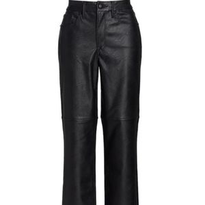 Good American Black Faux Leather High Waist Straight Pants Size 4/27